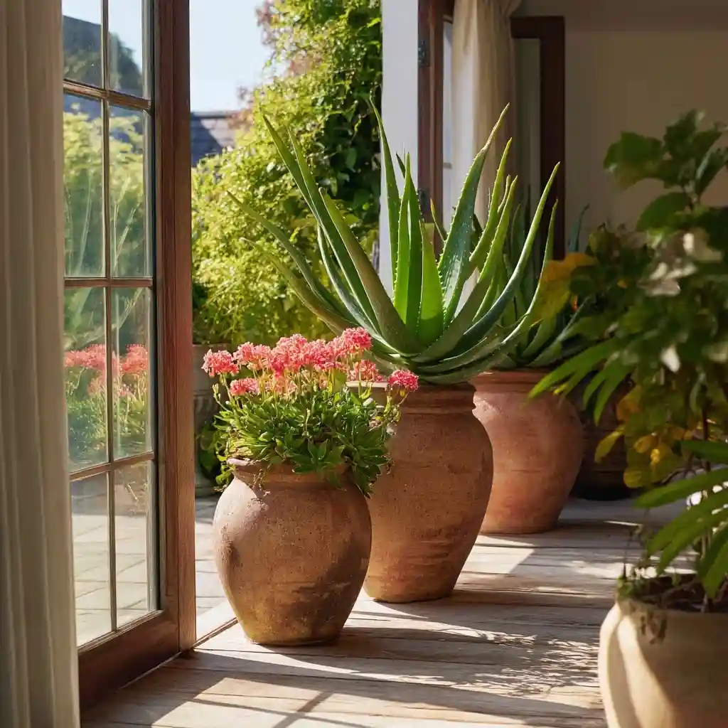 Potted Plants Bathing in Sunlight