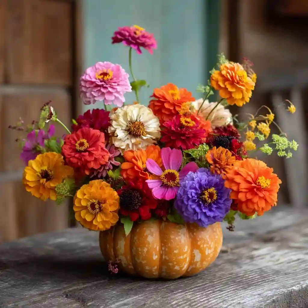 Bright Cottage Mix: Zinnia, Cosmos & Marigold in Pumpkin