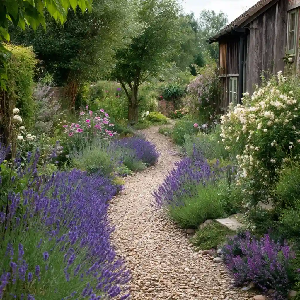 Cottage-Style Lavender Pathway