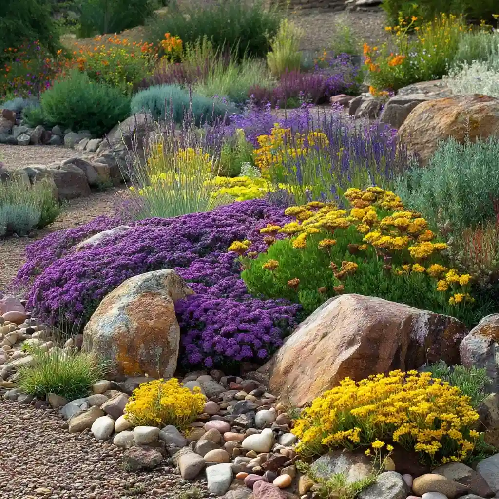 Rock Garden With Drought-Tolerant Blooms