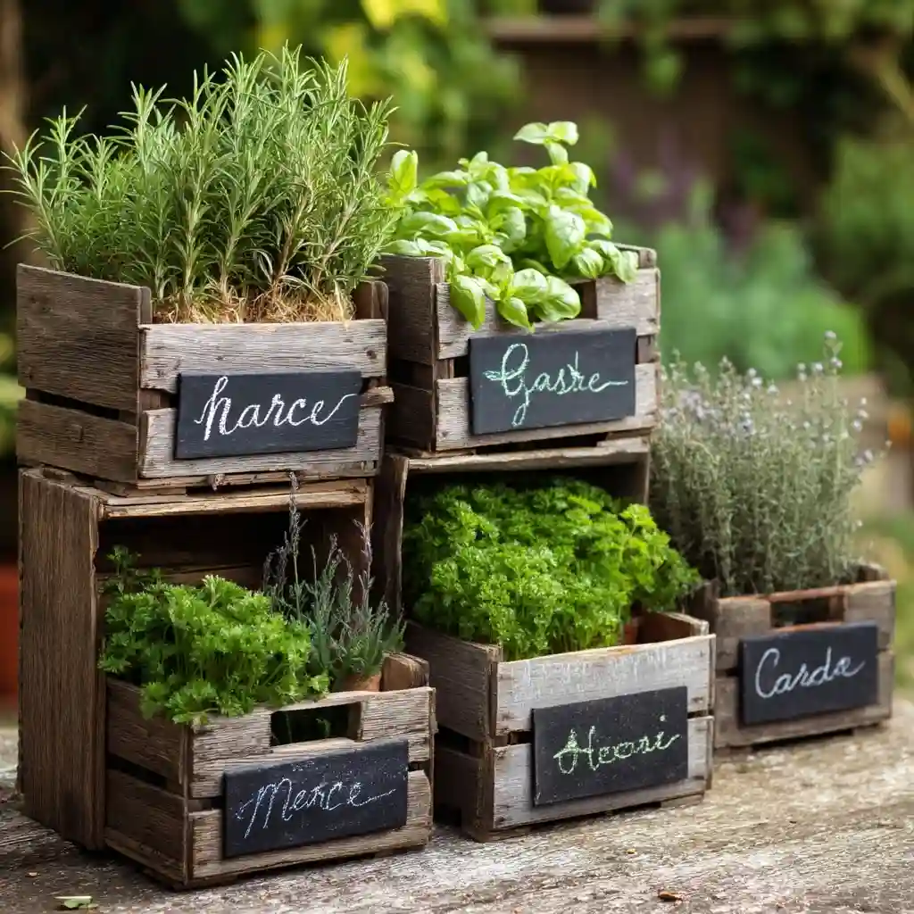 Wooden Crate Herb Garden