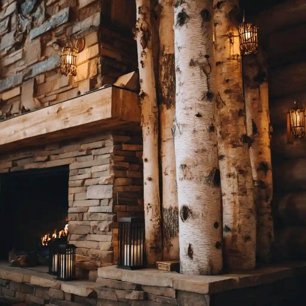 Frame a Fireplace with Birch Trunks