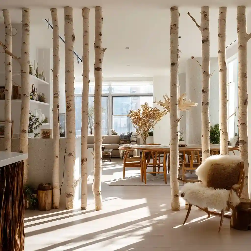 Create Natural Room Dividers with Birch Trees