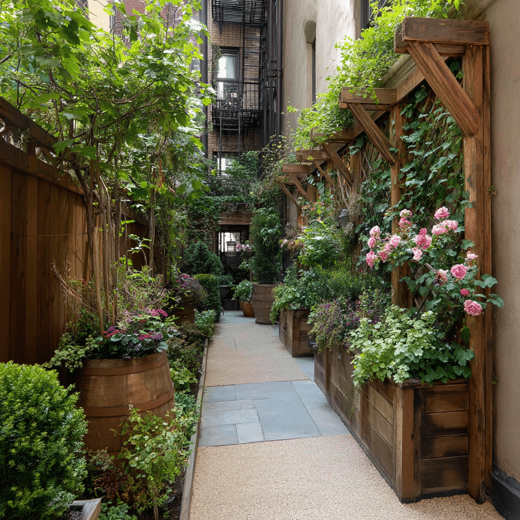 Add Vertical Greenery with Trellises and Tall Planters
