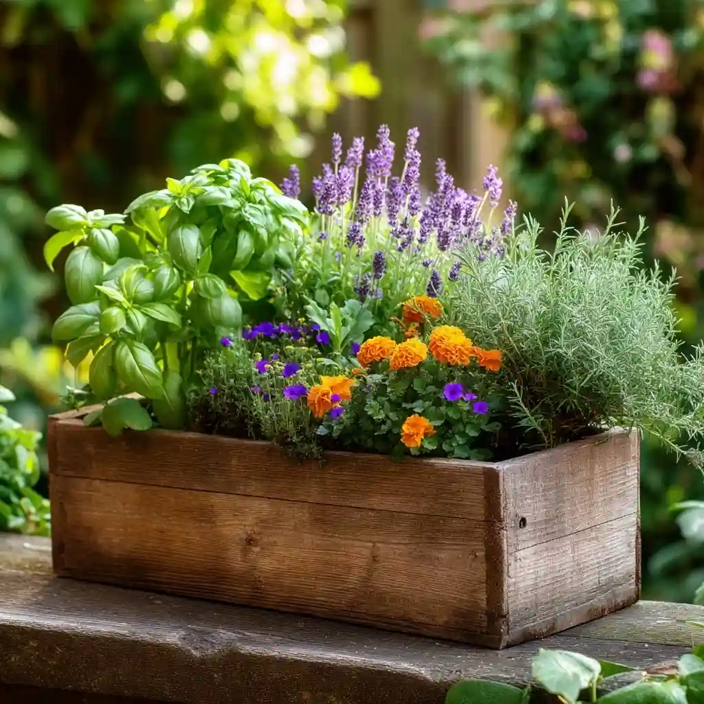 Lush Herb and Flower Planter Box