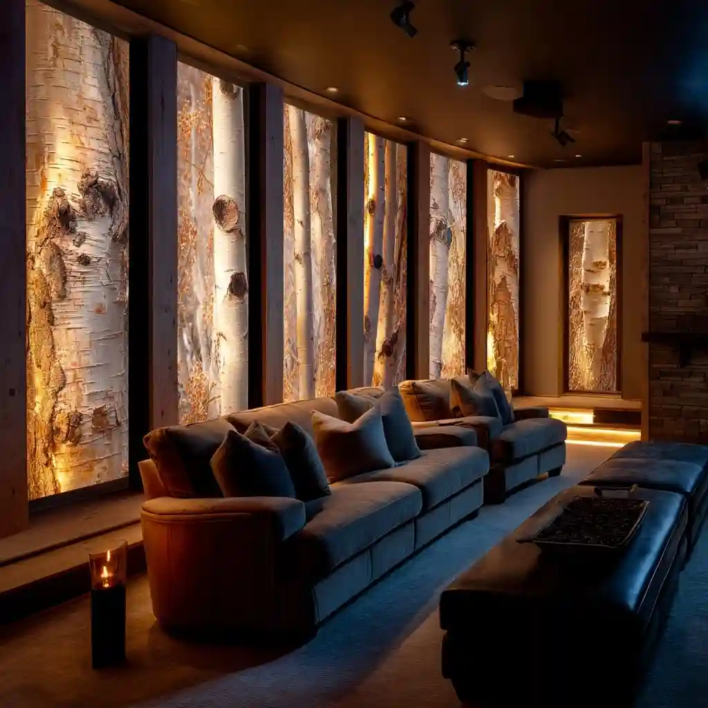Line a Media Room with Birch Halves