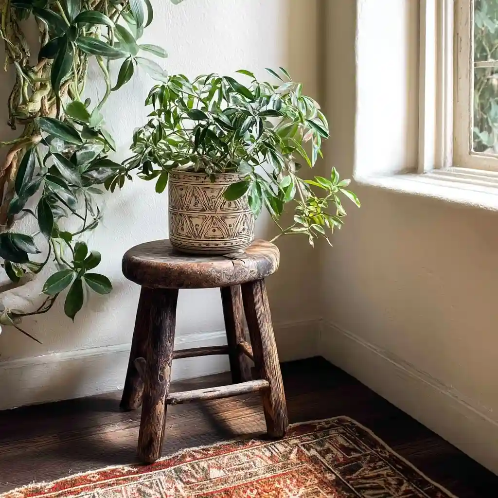 Use Antique Treasures (Repurposed Stool/Stand)