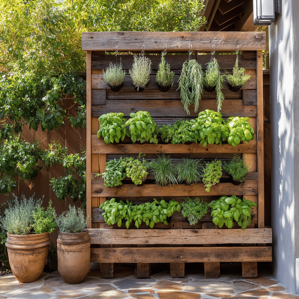 Vertical Herb Wall from Pallets