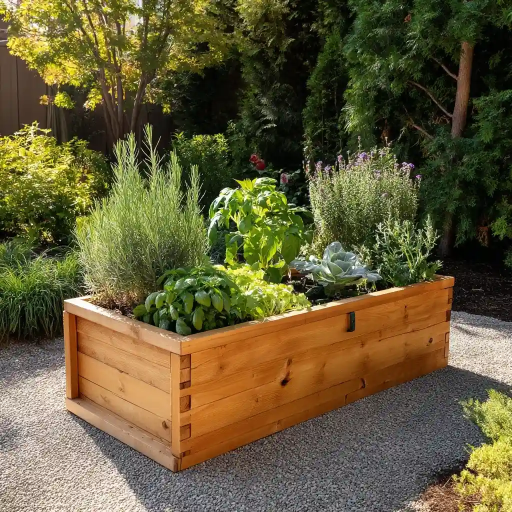 Raised Wooden Planter Box