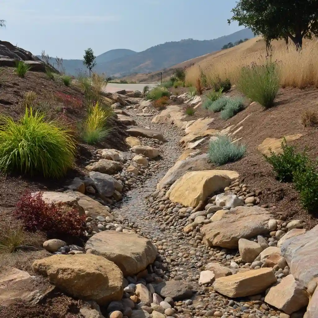 Pairing a Dry Creek Bed with a Rain Garden