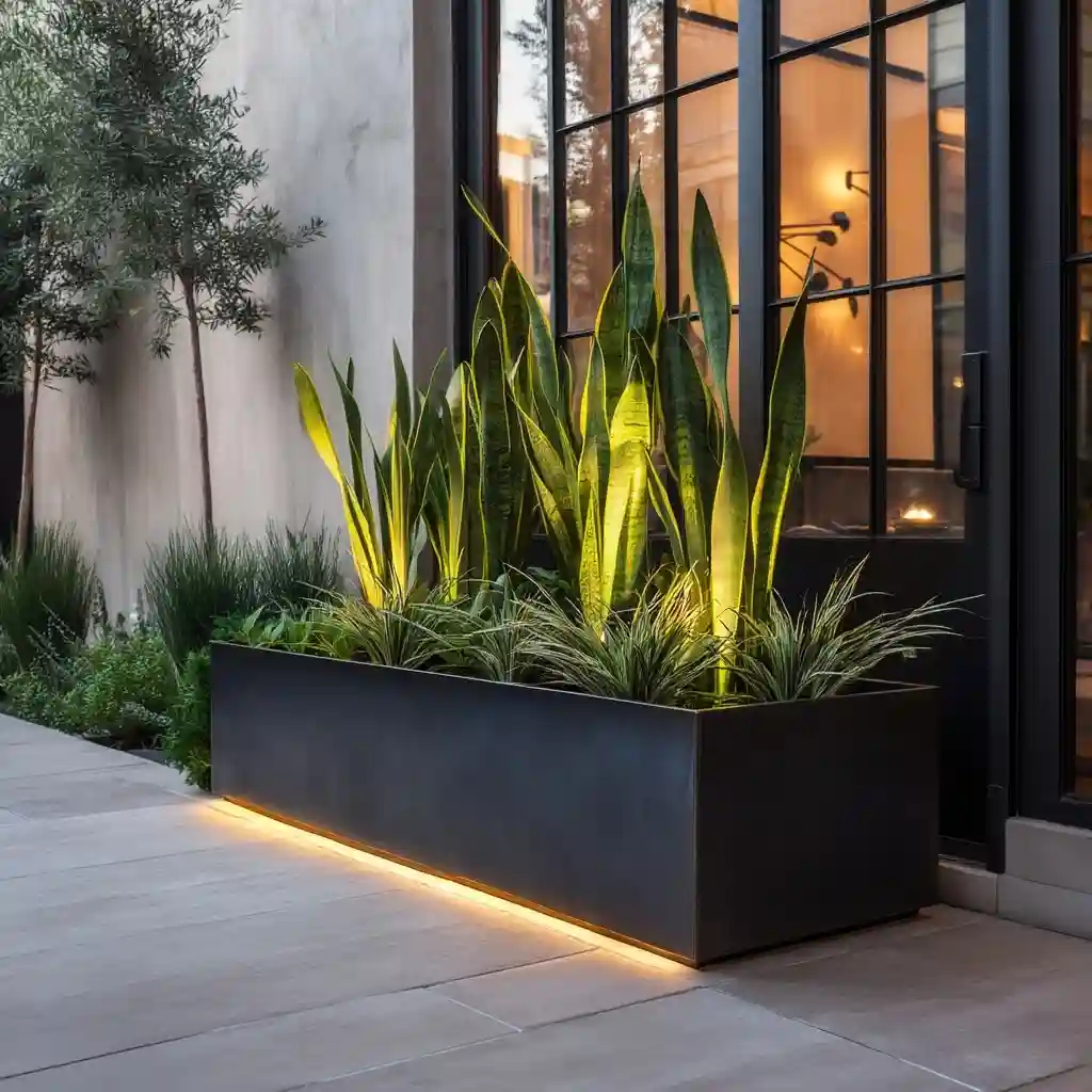  Modern Metal Planter Box with Night Glow