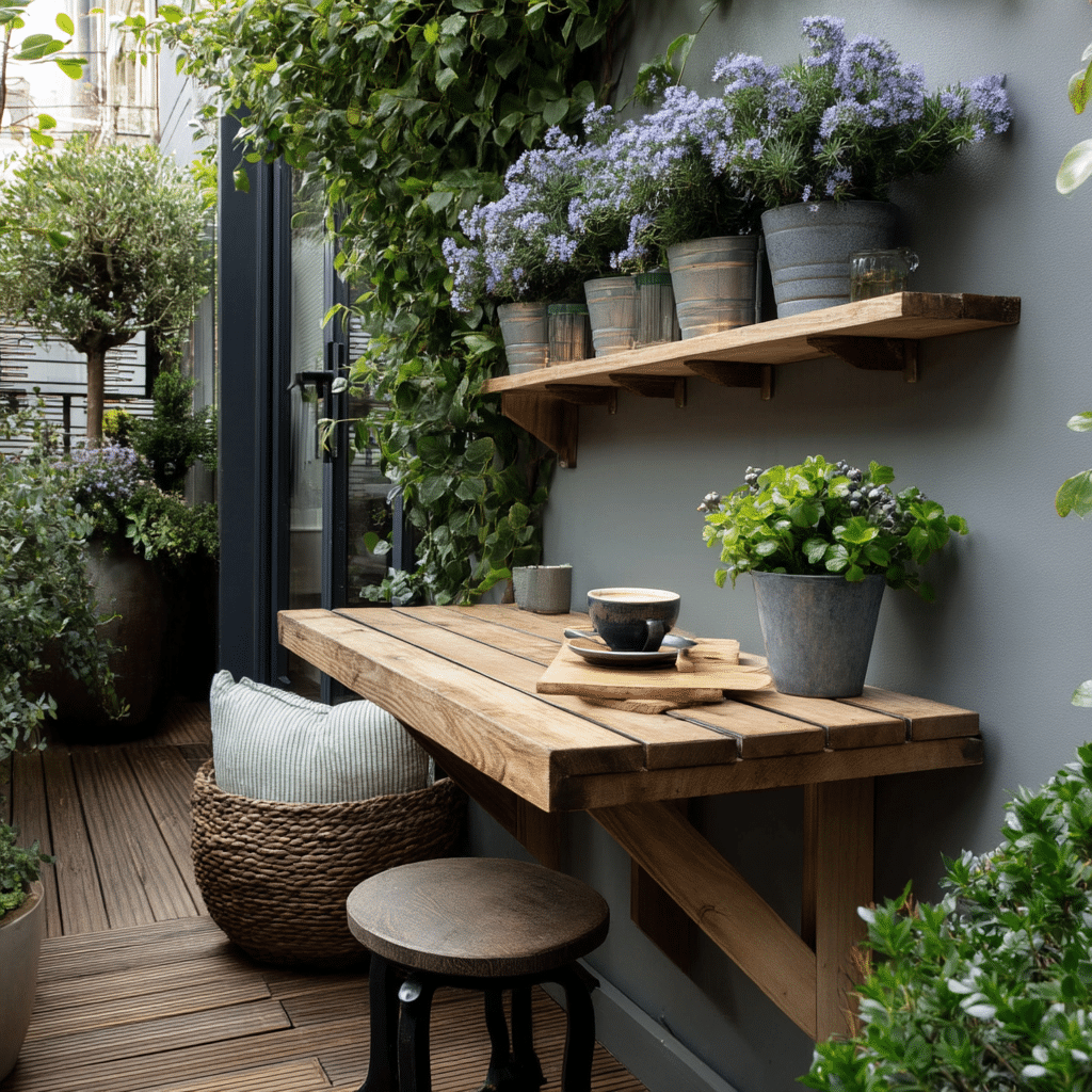 Add a Narrow Bench or Fold-Down Table