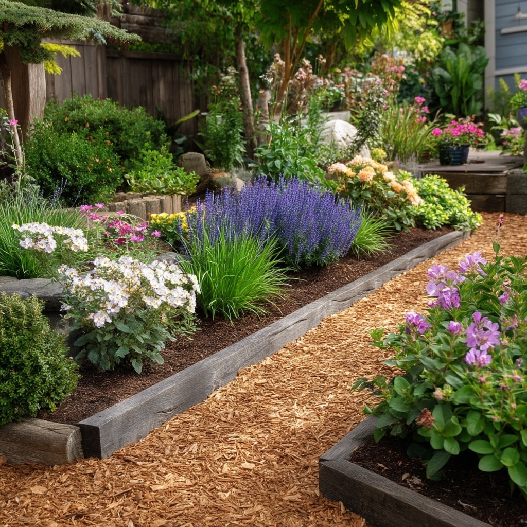 15 Budget Backyard Ideas for a Stylish Makeover 14 Mulched Flower Beds
