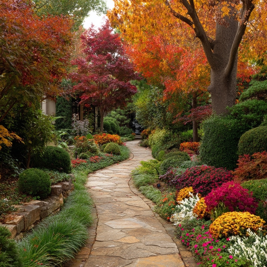 Vibrant Autumn Garden Path for Seasonal Charm