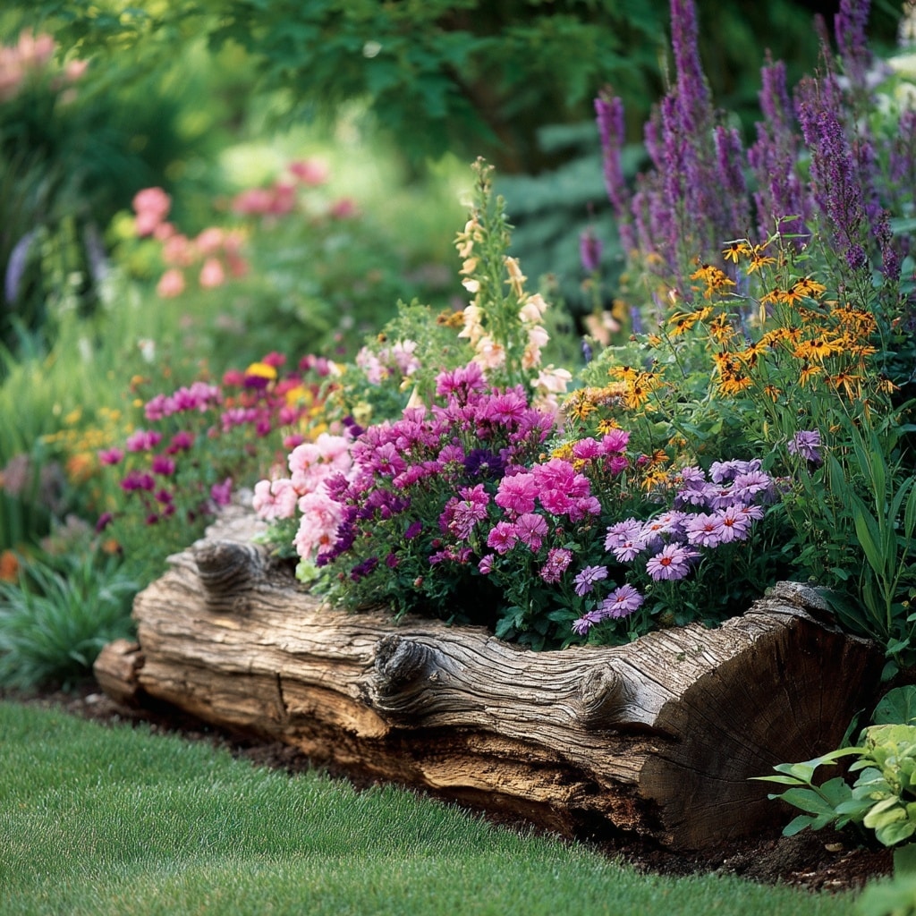 Log Flower Bed