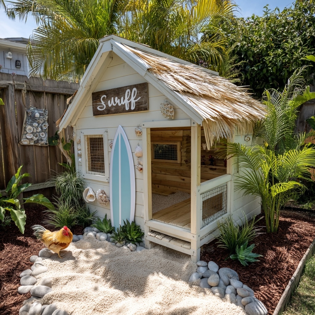 19+ Hilarious Chicken Coop Ideas for Backyard Fun 16 Beach Bungalow Coop