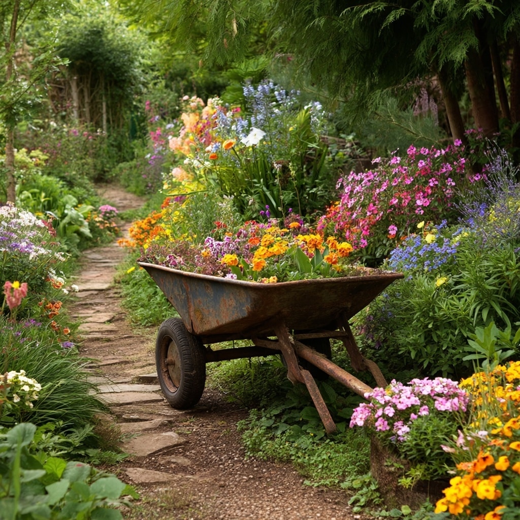 Wheelbarrow Flower Bed