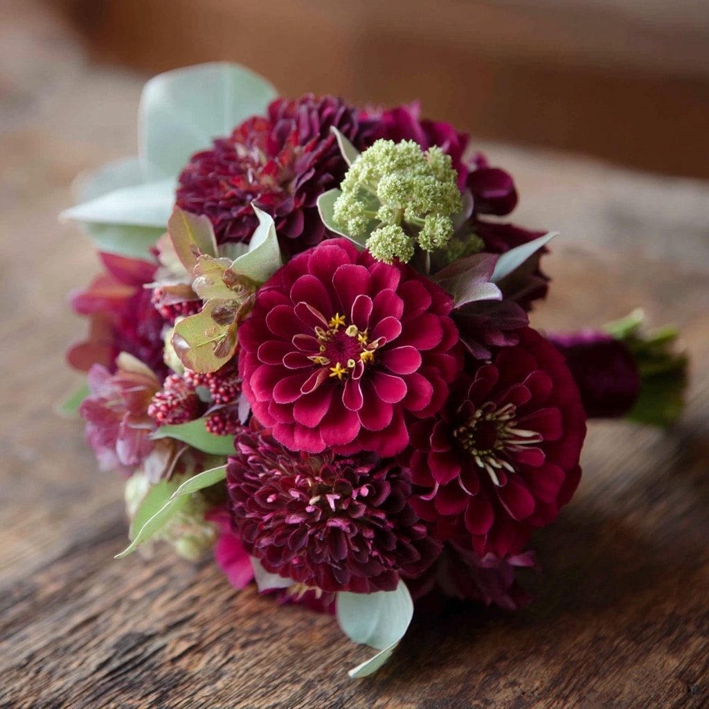 Burgundy Zinnias for a Bold Pop