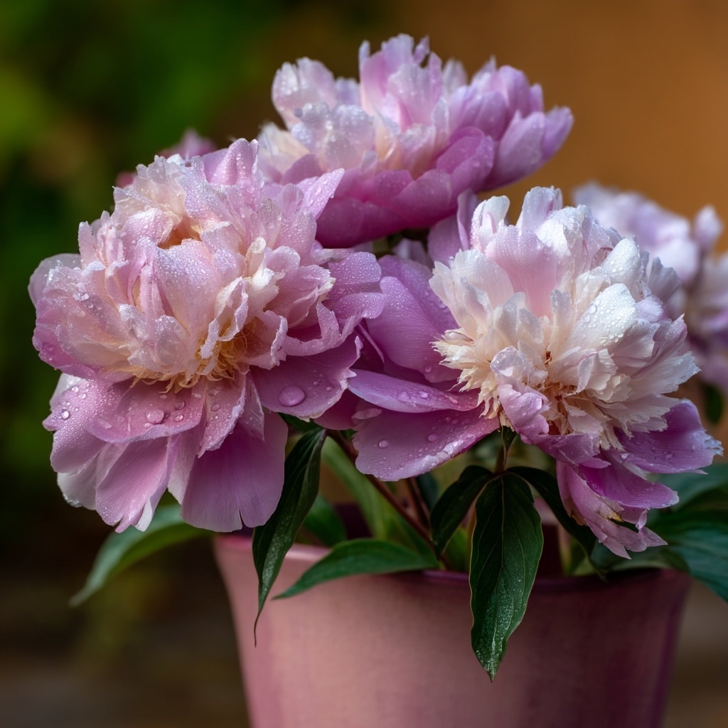 30 Flower Color Combinations for Pots That Always Work 17 Lavender and dusty rose peonies