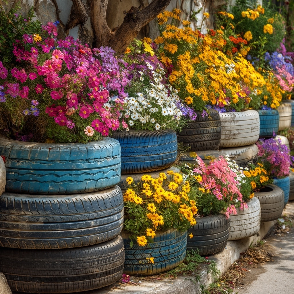 Old Tire Flower Bed