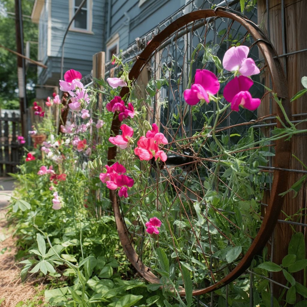 Bicycle Wheel Garden Trellis