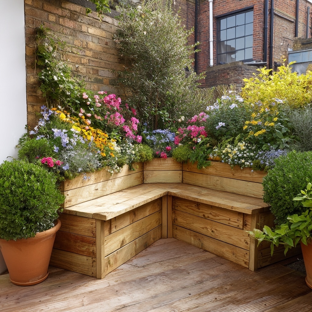 20 Charming Garden Nook Ideas for Your Backyard 18 Corner Bench with Planters Nook