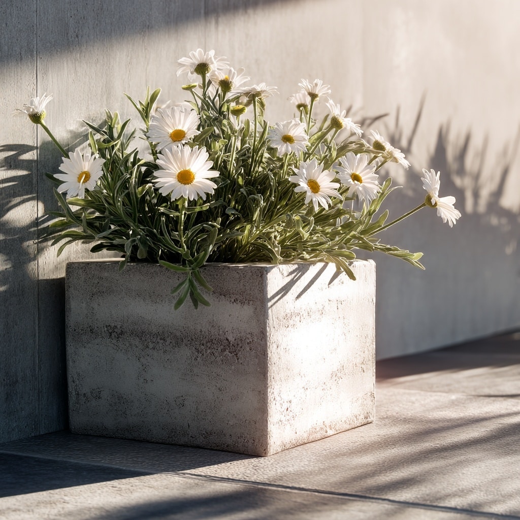 30 Flower Color Combinations for Pots That Always Work 19 Lamb’s ear with white daisies