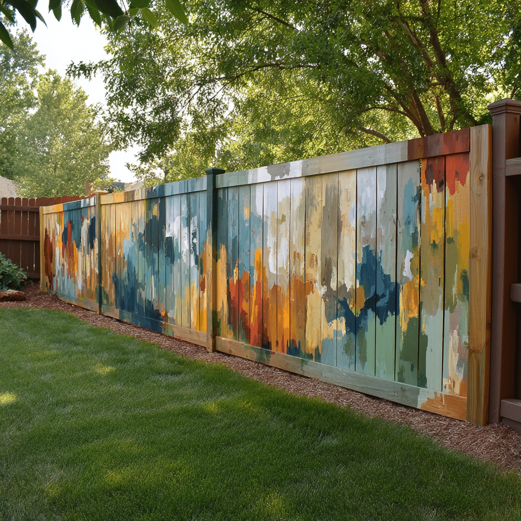 Painted Fence Mural in Backyard