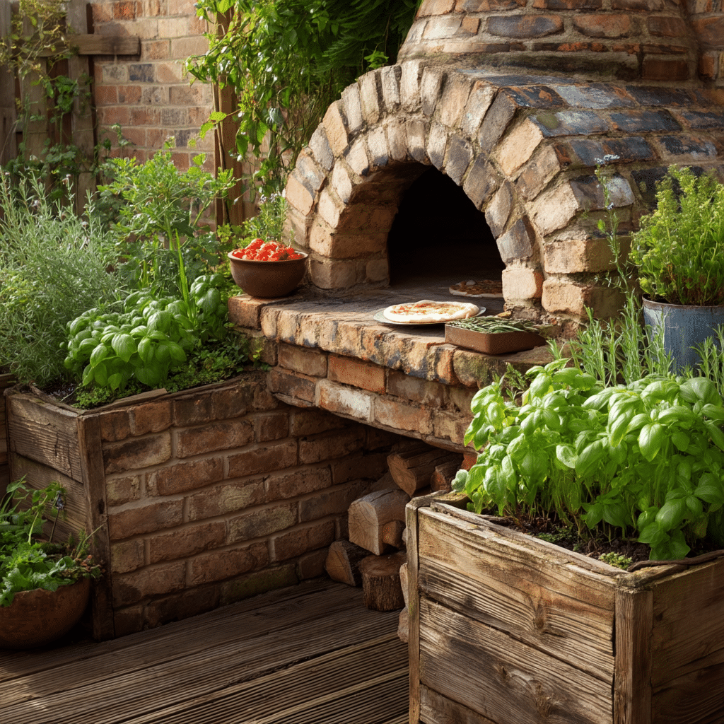 DIY Backyard Pizza Oven with Herb Beds