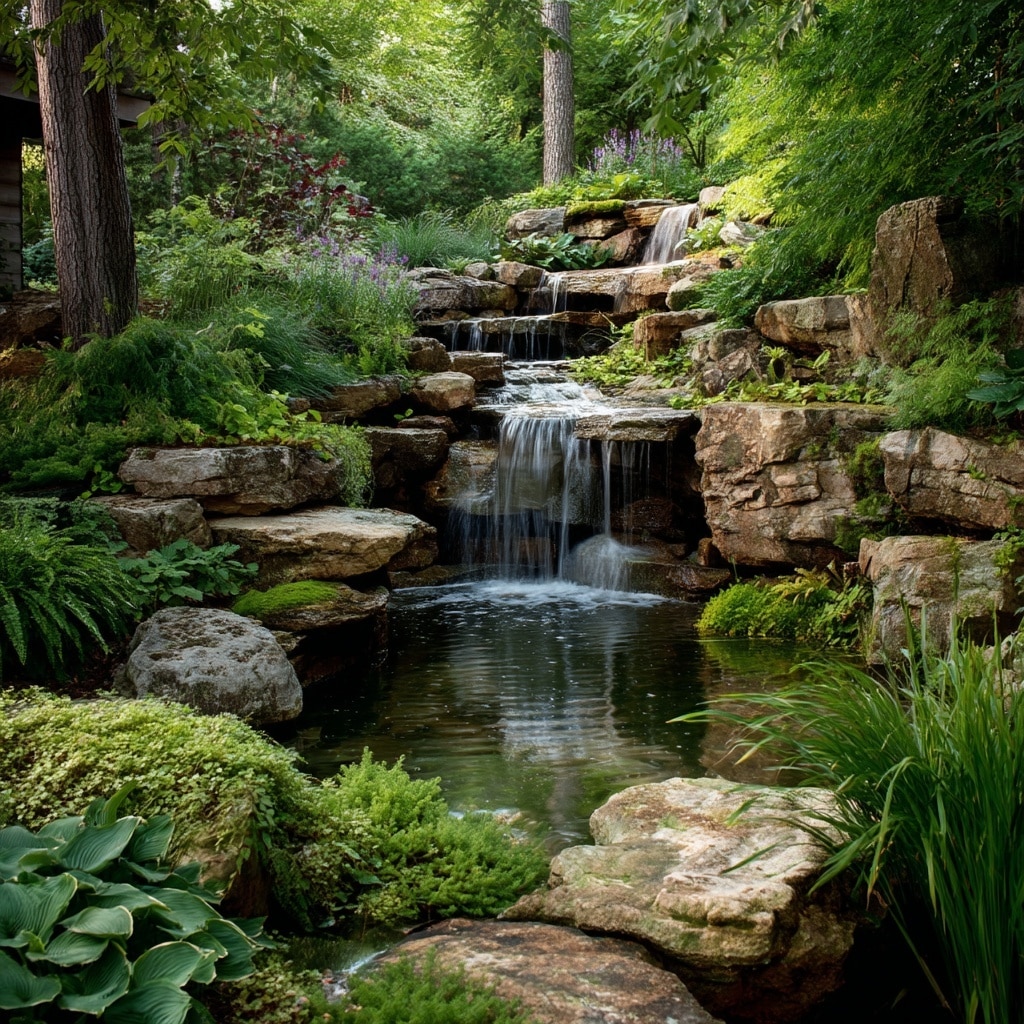  Enhance Your Large Backyard with Cascading Waterfalls