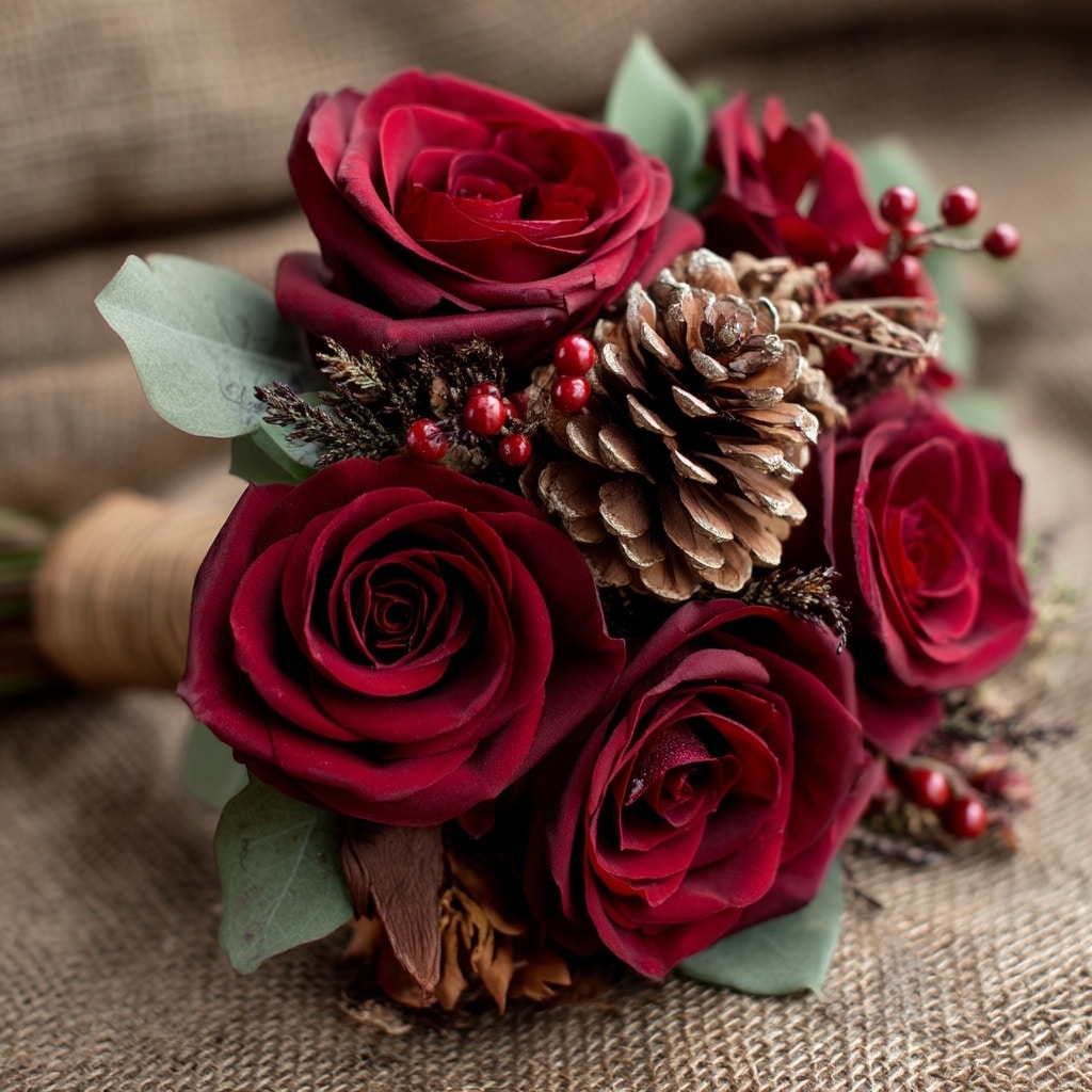 Classic Red Roses with Rustic Accents