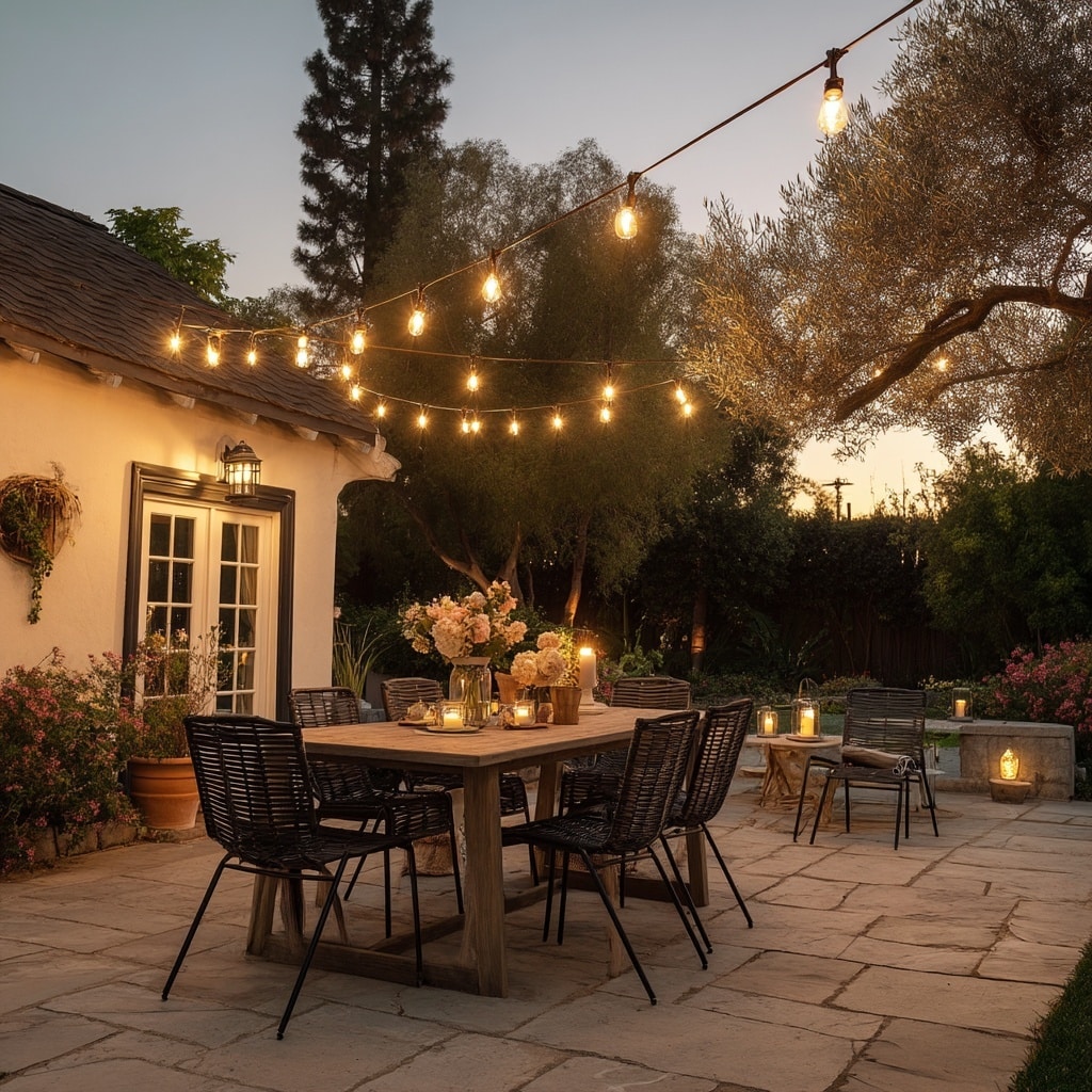 15 Budget Backyard Ideas for a Stylish Makeover 3 String Lights