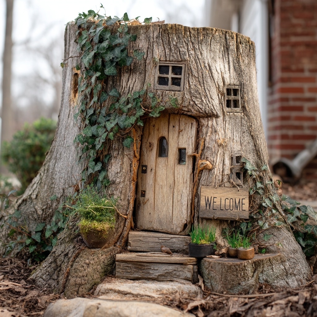 10 Large Fairy Garden Ideas for a Magical Backyard 3 Turn a Tree Stump Into a Fairy House