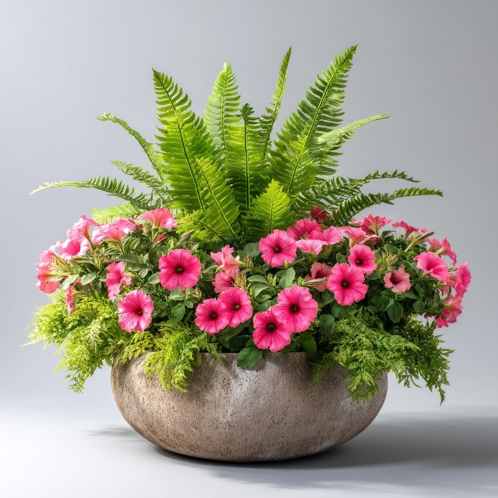 30 Flower Color Combinations for Pots That Always Work 26 Pink petunias and vibrant green