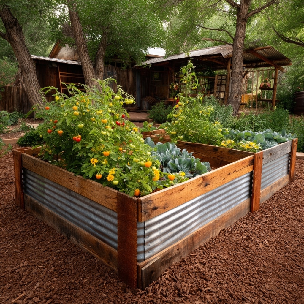 . DIY Raised Garden Box – Corrugated Metal