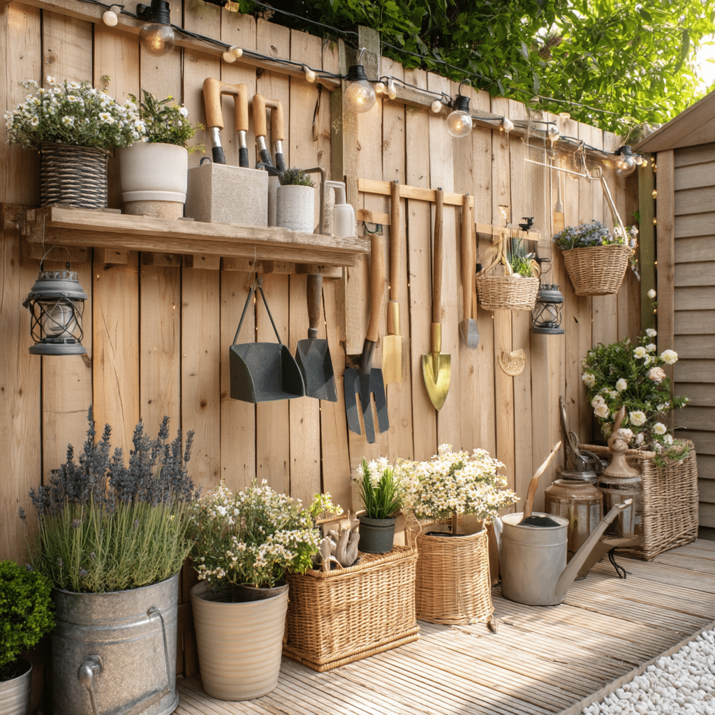 Make Use of the Fence for Hanging Storage or Decor