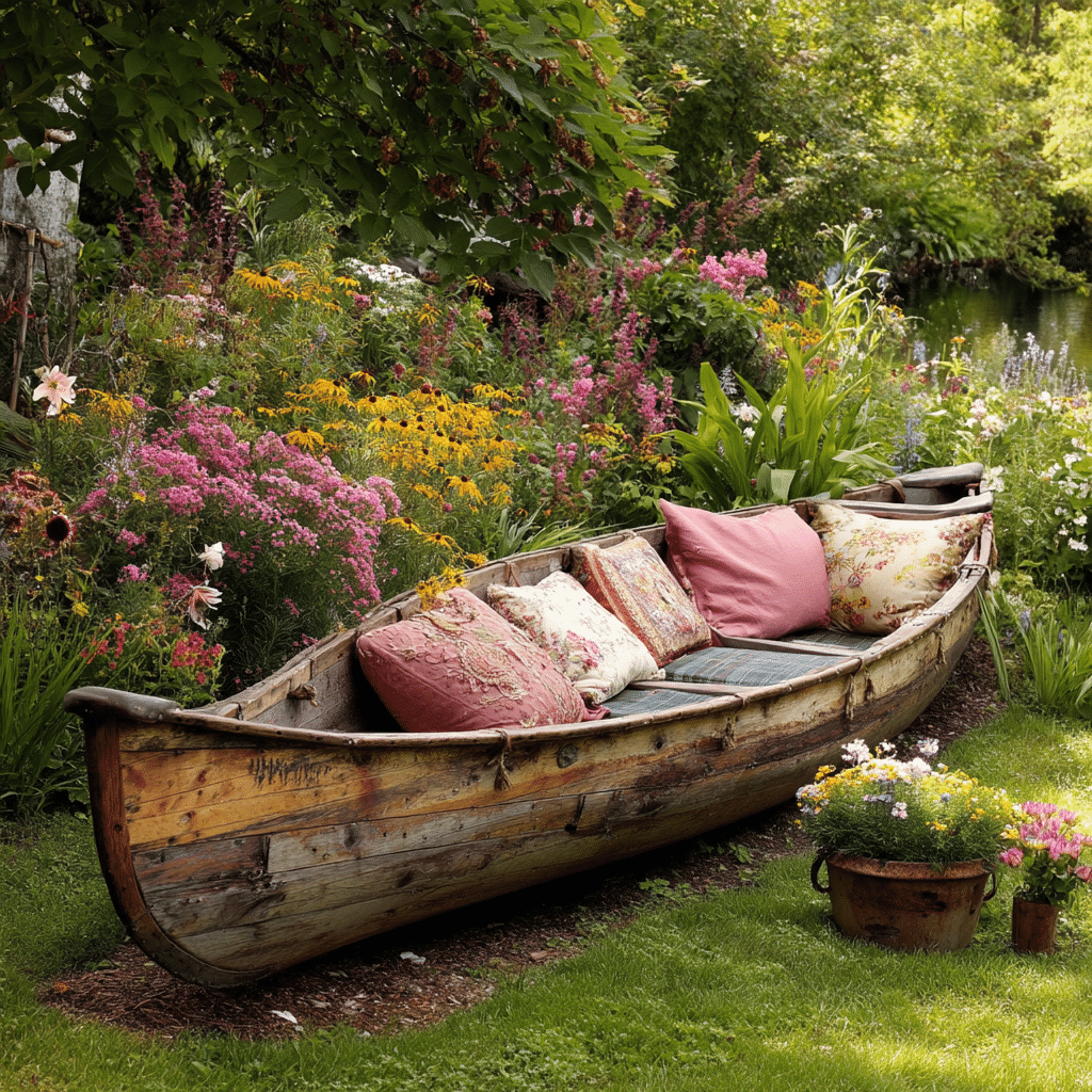 Canoe Reading Nook in Wildflowers