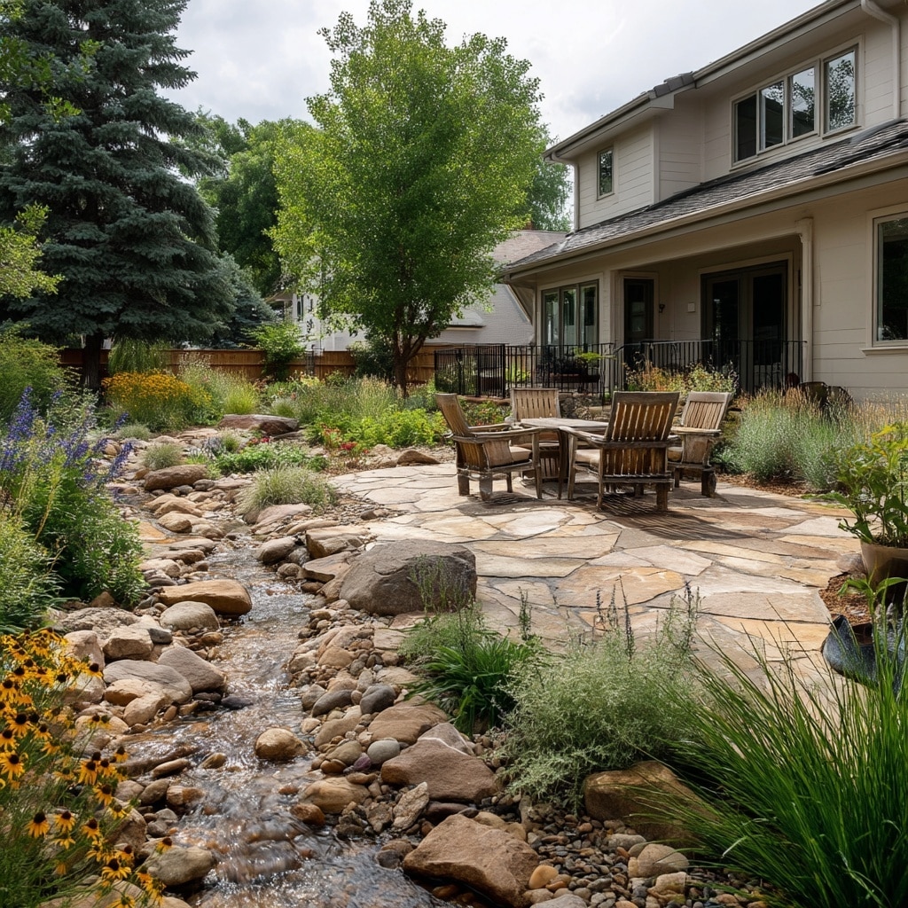 Organic, Earthy Patios with Dry Streambeds