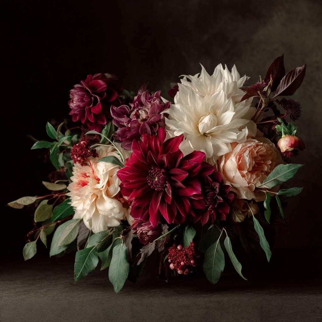 Deep Red Dahlias for Dramatic Flair