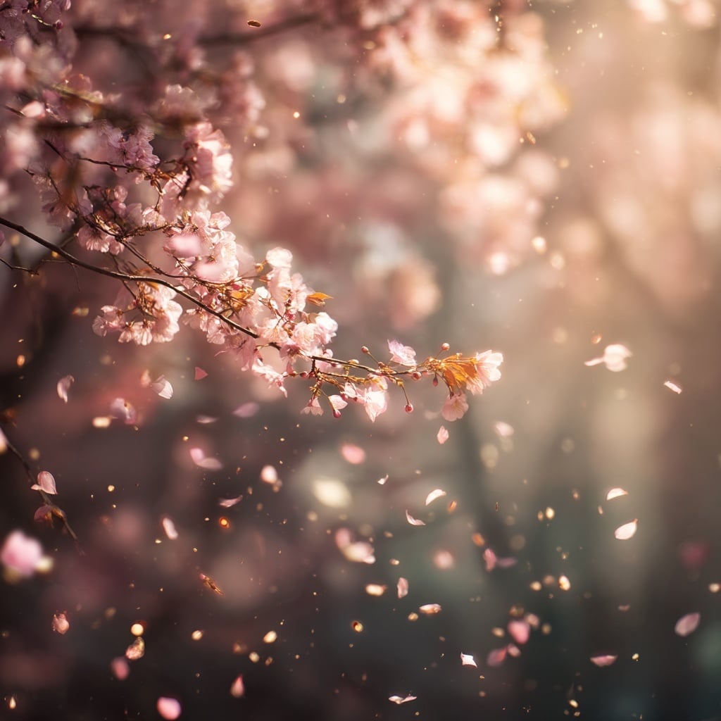 Petal Rain Sakura in the Wind