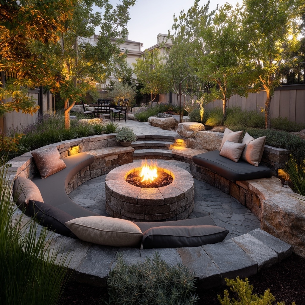 12 Backyard Fire Pit Ideas for Cozy Outdoor Living 11 Fire Pit with Built-In Seating