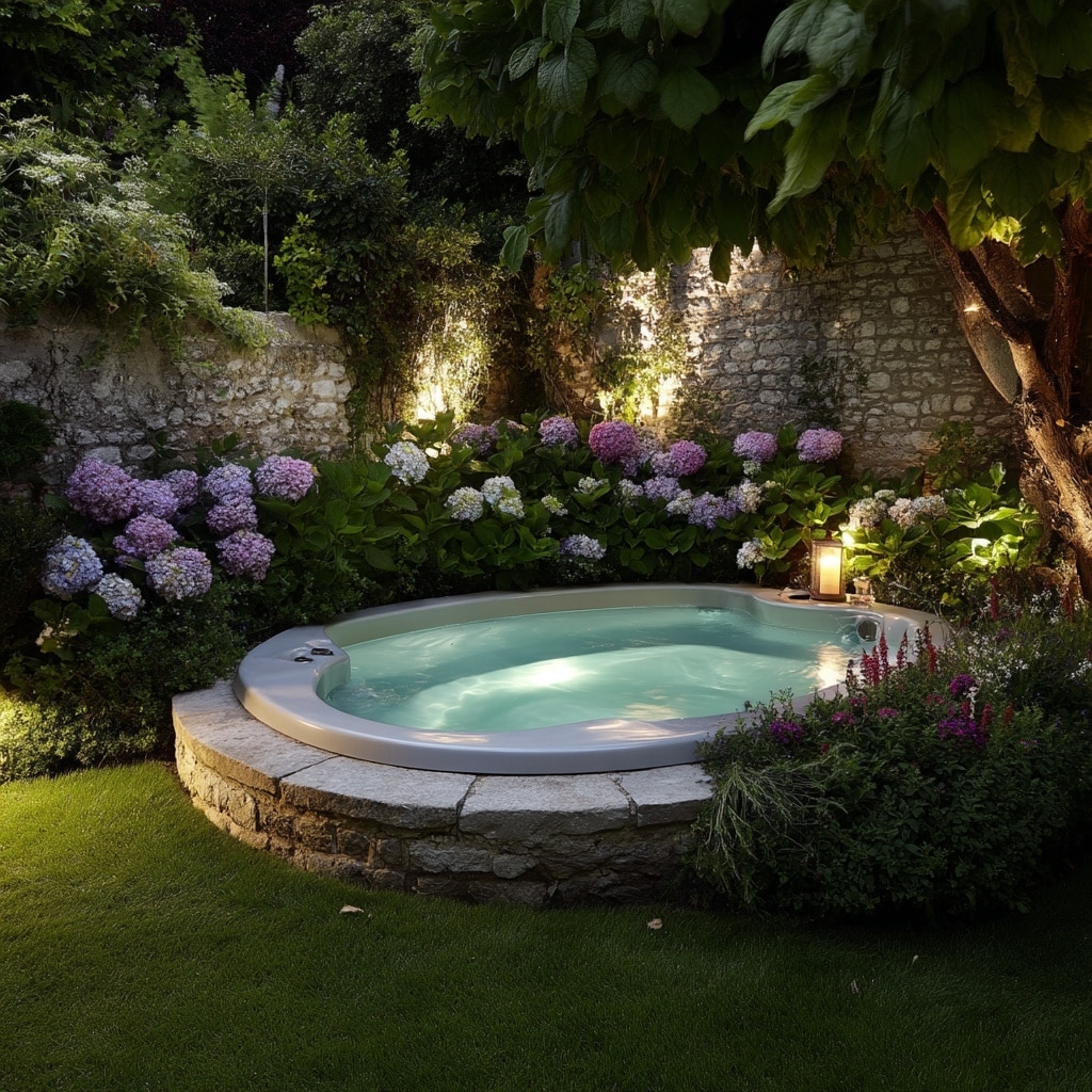 Hidden Garden Oasis Featuring a Relaxing Hot Tub Retreat