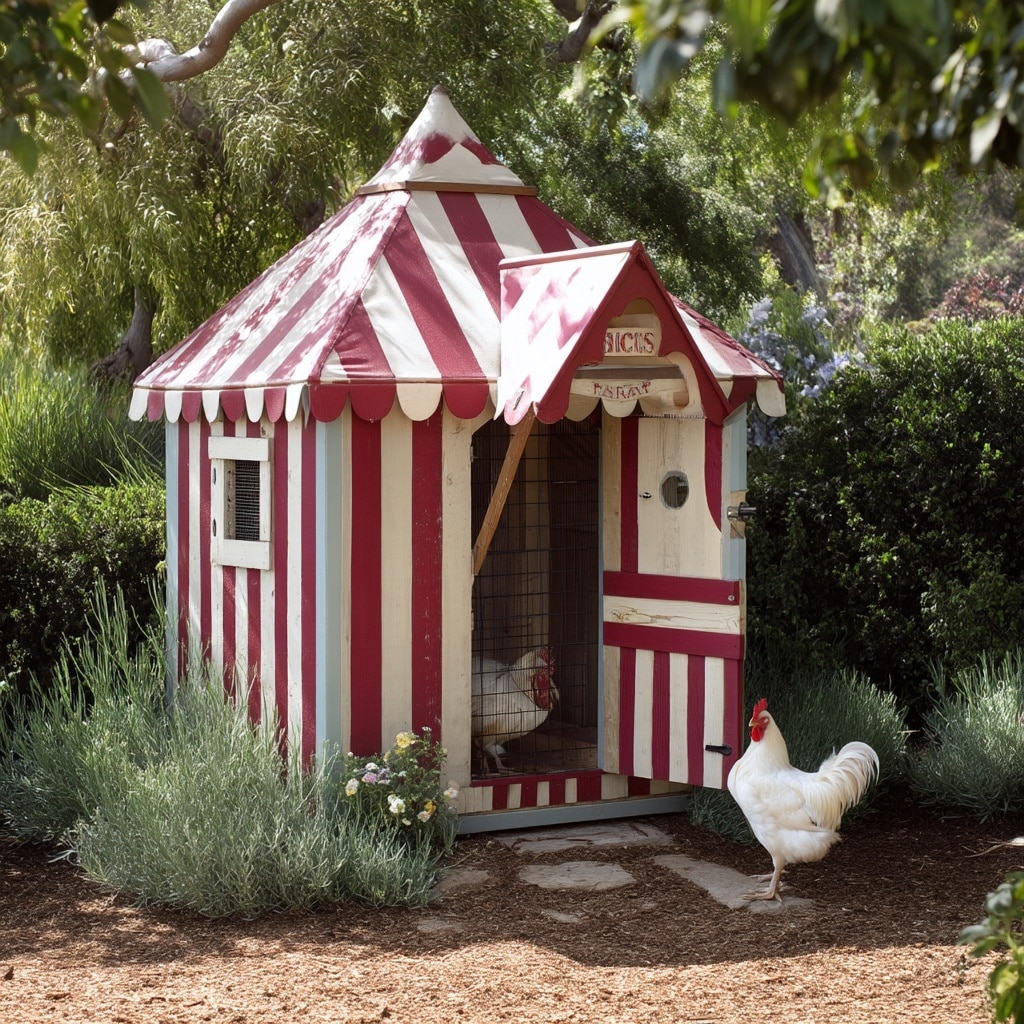 19+ Hilarious Chicken Coop Ideas for Backyard Fun 13 Circus-Style Coop