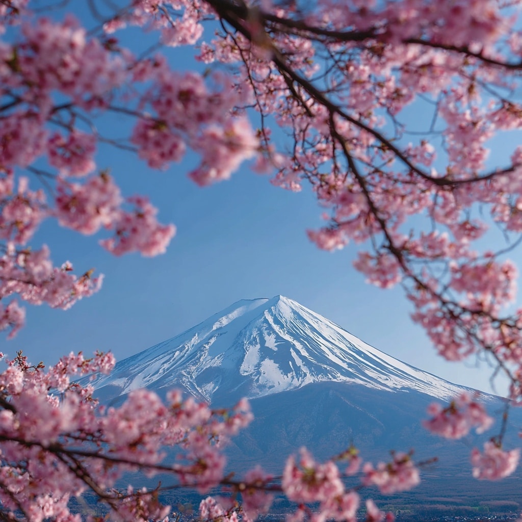Iconic Landmarks Framed by Blossoms