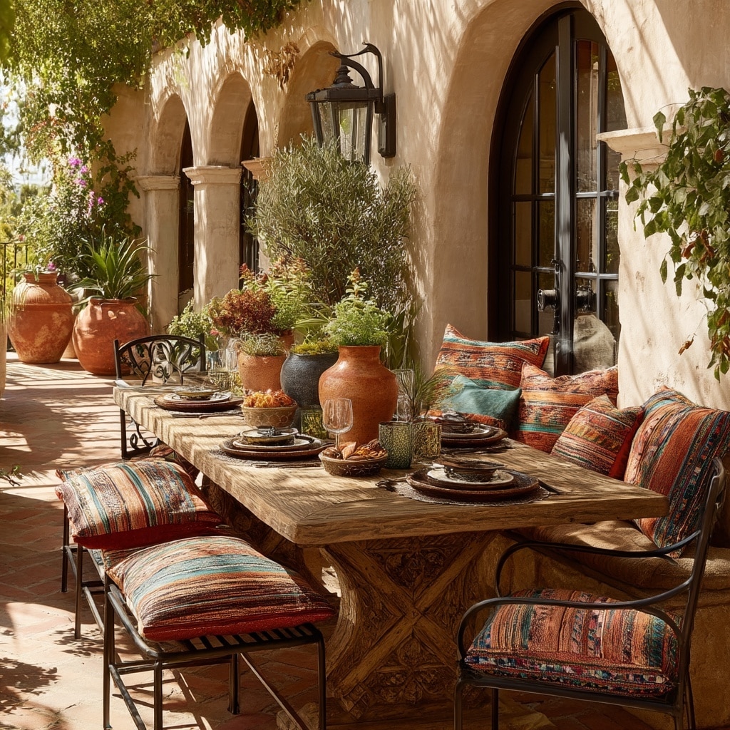 Add Rustic Wood & Wrought Iron Furniture