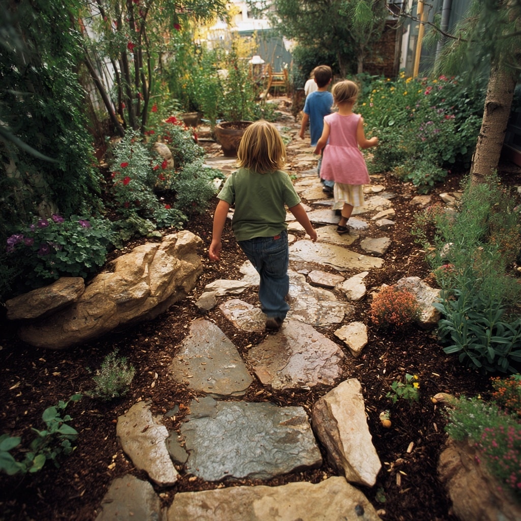 Stone Foot Path with Mulch