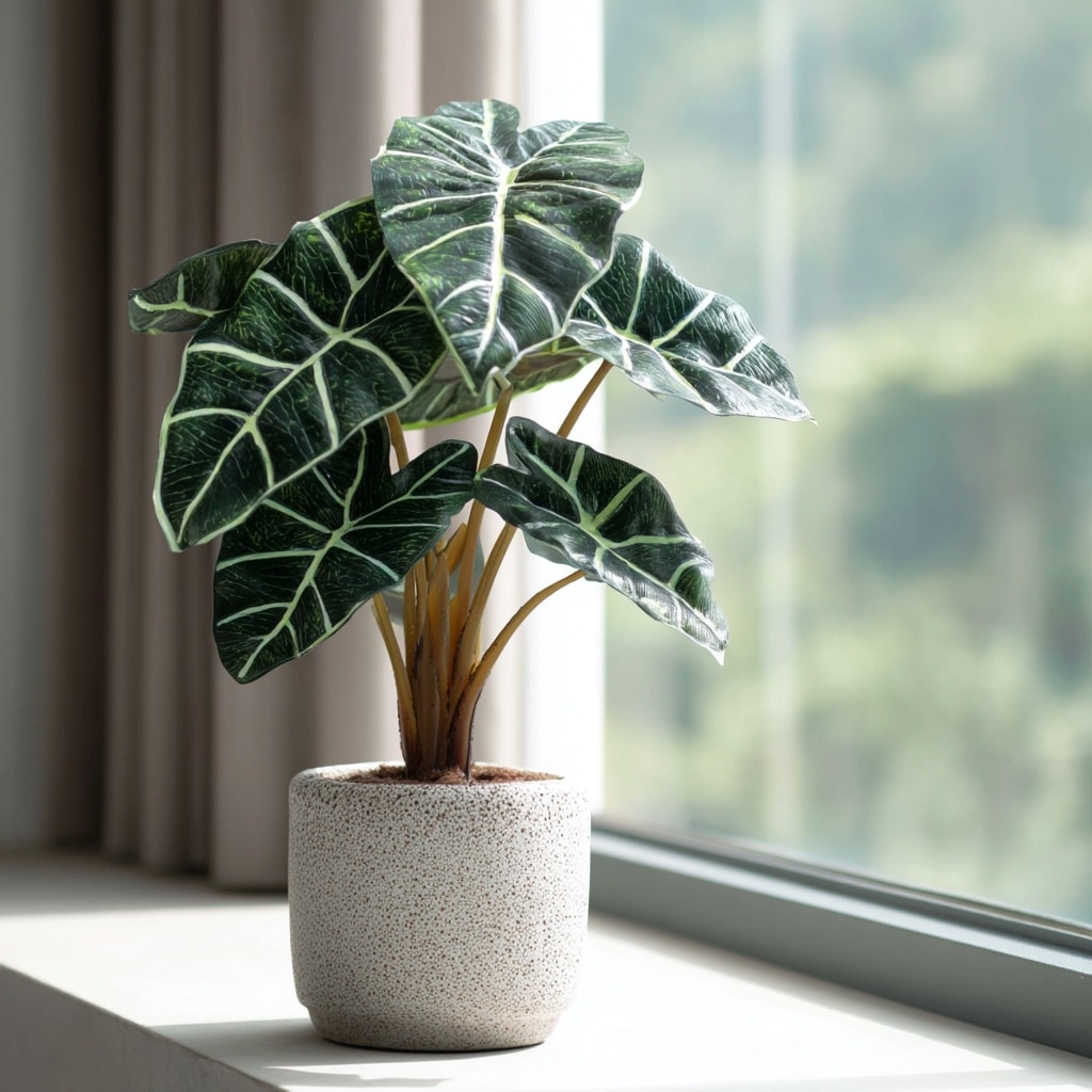 10 Best House Plants for Every Room in Your Home 2 Alocasia Sanderiana – Living Room