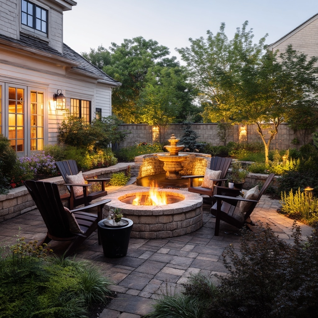 Unique Backyard Landscaping Designs for Homeowners 12 Add a Fire Pit or Water Feature