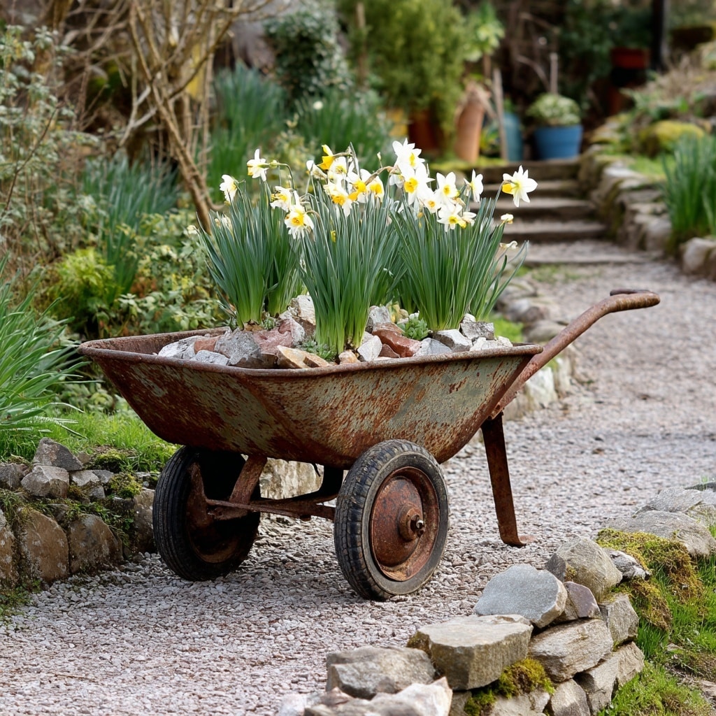 8 Creative Wheelbarrow Planter Ideas for Your Garden 4 Antique Wheelbarrow Planter