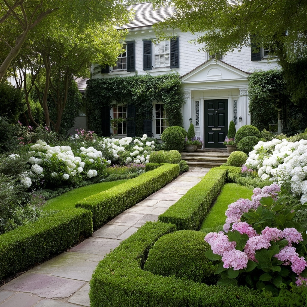 Boxwoods and Hydrangeas for Front of House Charm 4 Styling With Topiary and Formal Hedges